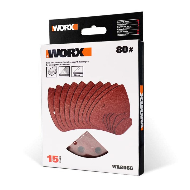 WORX WA2066 15 Piece Size 80 Sandpaper Set (10 Sanding