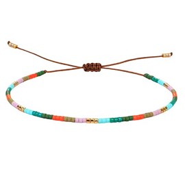 KELITCH Colourful Miyuki Beads Bracelets Tiny Rope Women's Bracelets Fashion Bangle Gift, 10 cm, Waxed, No-Gem-Tye