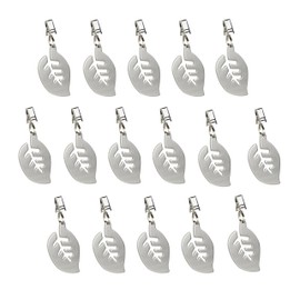 Relaxdays Table Cloth Weights Set of 16 Leaf Motif Weight for Tablecloth Curtain Weight Stainless Steel Silver