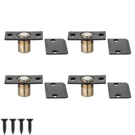 JQK Closet Magnetic Door Ball Catch Hardware, 430 Stainless Steel Catch Adjustable with Strike Plate, Black Finish 4 Pack, HBC120-BK-P4