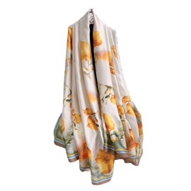 Silk Scarf - Silk Scarf for Women UK, Ladies Satin Scarf, Fashion Scarves for Women,large Floral Silk Scarves, Precious Gift for Women Ladies Girls (YELLOW)
