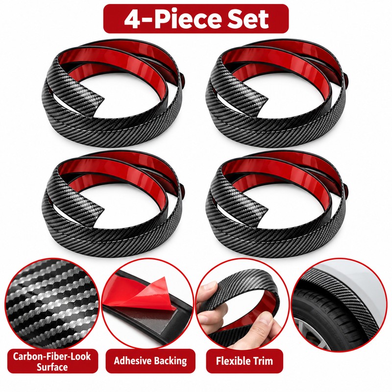 Wheel Arch Fender Protectors for Car Exterior – 4-Piece Carbon