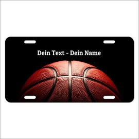 Basketball Sign License Plate Type USA with Desired Text and Your Name Aluminium Door Sign US Car Number Plate (Half Ball)