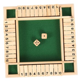 Shut The Box Dice Game 1-4 Players,Classic 4 Sided Wooden Board Game with 2 Dice and Shut-The-Box Instructions for Kids Adults, Classics Tabletop Version and Pub Board Game (Green)