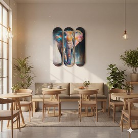 Canvas Wall Art – Abstract Elephant Art on Skateboard Decks - Living Room Decor for Wall - Home, Office & Farmhouse Canvas Decor - Skateboard Enthusiasts