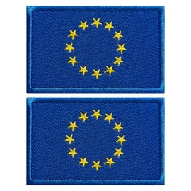 stidsds Paquete de 2 parches bordados de la bandera de la Unión Europea de la Unión Europea, banderas de la Unión Europea, parches tácticos militares para ropa, sombreros, mochilas, decoraciones de orgullo
