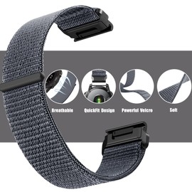 Niboow QuickFit 22mm Nylon Strap for Garmin Fenix 8 47mm/Fenix E 47mm/Fenix 7 Pro Solar/Fenix 7/Epix 2 Pro 47mm, Nylon Watch Band for Garmin Fenix 6 GPS/Fenix 6 Pro GPS/Fenix 5/Fenix 5 Plus - Grey