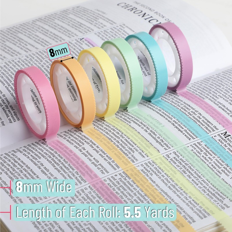 Mr. Pen- Highlighter Tape, 12 Rolls, 0.31" x 16.5 ft,