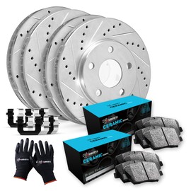 R1 Concepts Front Rear Brakes and Rotors Kit |Front Rear Brake Pads| Brake Rotors and Pads| Ceramic Brake Pads and Rotors |Hardware Kit|fits 1998-1999 Acura CL