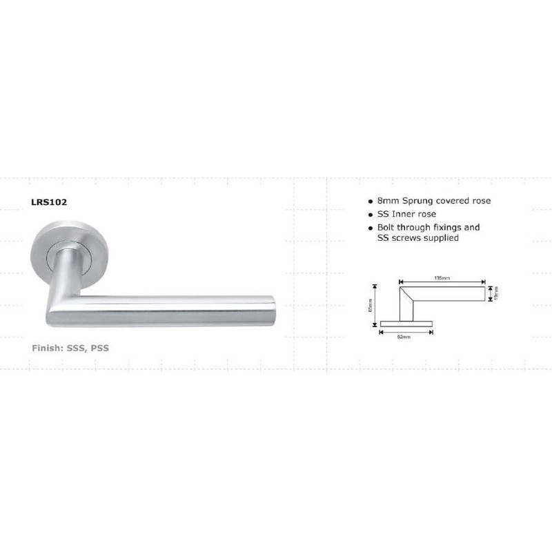 Zoo Mitred Lever Door Handle On Rose Stainless Steel