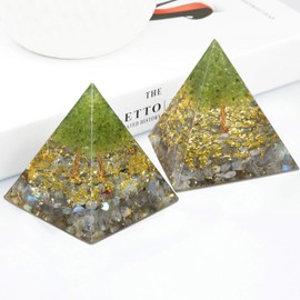 Nupuyai Crystal Energy Pyramid Decoration for Yoga Meditation and Chakra Healing, Gemstone Pyramids for Feng Shui Decoration Room