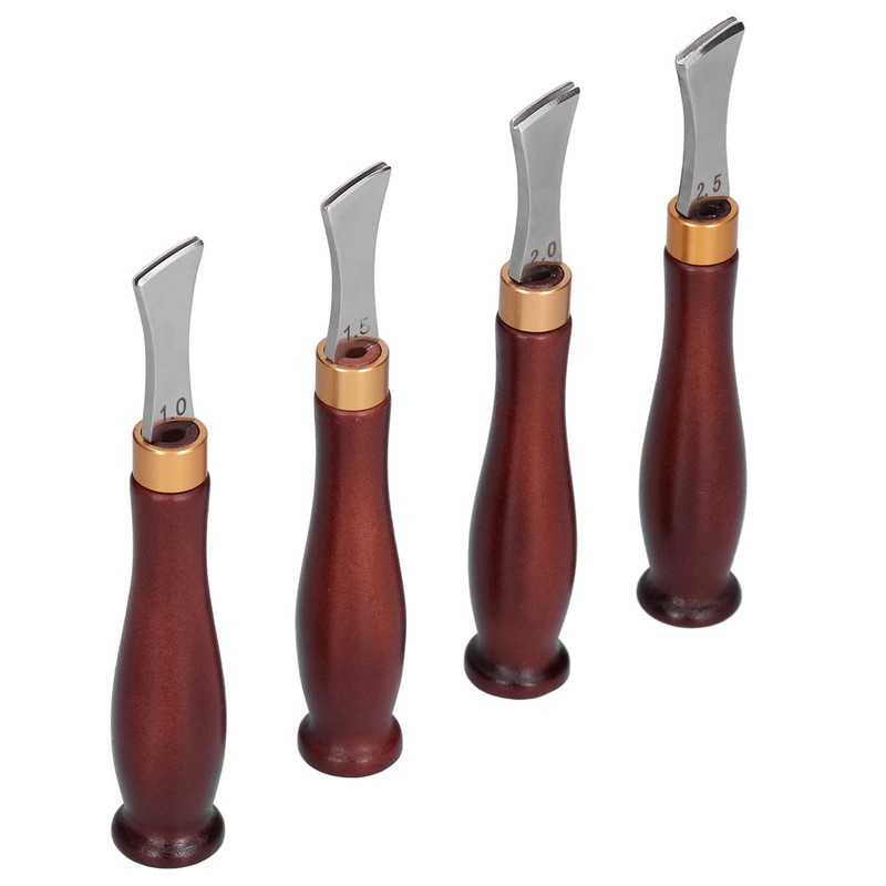 4pcs Leather Edgers Sharp Professional Trimming Working Kit with Wooden