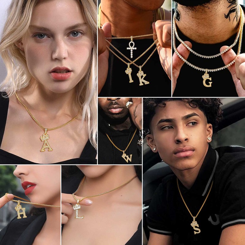 U7 Women Necklace Y2K Jewellery Pendant Necklaces Name Initial J