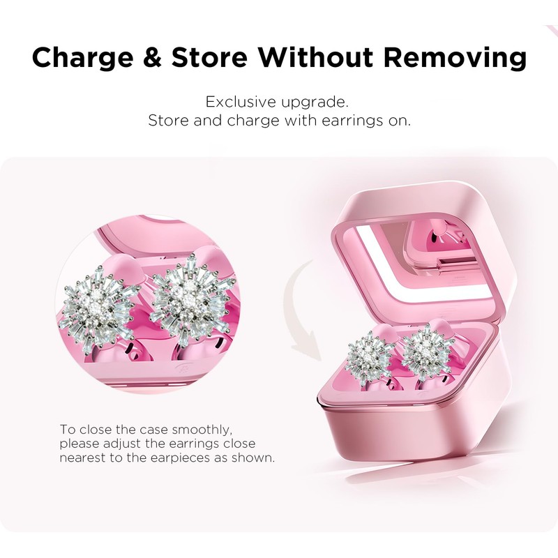 YUEHEMEI Clip on Open Ear Wireless Earbuds with Snowflake Earrings