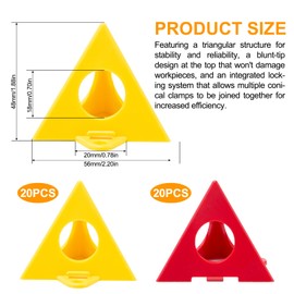 Sixfolo Maler Pyramiden 40 Stück Kunststoff Pyramidenständer Mini Kegel Malständer Dreieckige FarbstäNder für Leinwände Pyramiden Stands Set für Leinwand Schranktür Möbel,Gelb und Rot