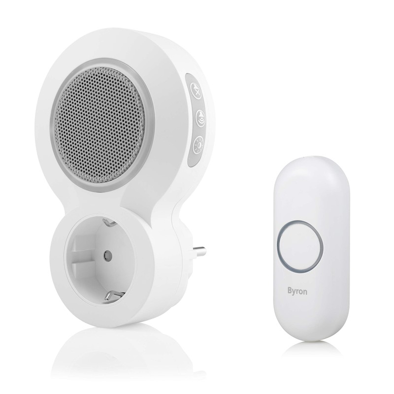 Byron DBY-23513 Wireless Doorbell Kit with Mute and Visual Alarm,