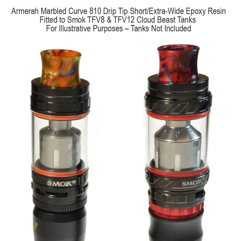 Armerah Marbled Curve 810 Drip Tip eCig Mouthpiece Short/Extra-Wide Epoxy
