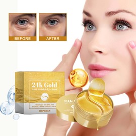 Anti-Aging Roller Firming and anti wrinkle essence,60 Stück Anti Falten Augenmaske+8ml Gesichtsöle,Anti-Aging Gesichtsserum Anti Augenringen 24k Gold Augenpads Straffung Haut Reduzierung Feiner Linien