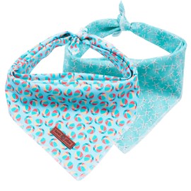 Lionet Paws Summer Dog Bandanas 2 Pack, Blue Washable Dog Triangle Bibs Scarf Dogs Kerchief,Adjustable Triangle Holiday Scarves for Medium Large Extra Large Dogs Pets
