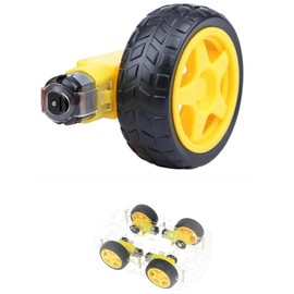 DC Geared Motor Smart Car with Tires, DIY Model, Aircraft & Electronics, Plastic, 4-Wheel Drive, 3-6V, For Robots, Car Wheel Project, For Ages 6 and Up