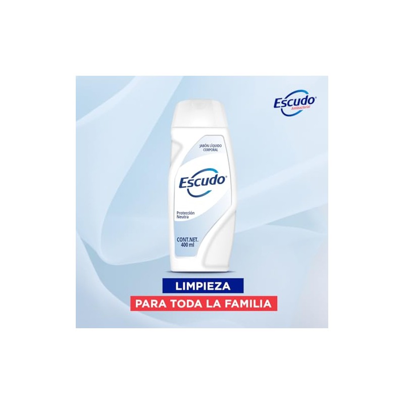 Escudo Antibacterial, Jabón Líquido Corporal Protección Neutra sin Triclosán, 400