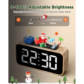 GOLOZA Digital Alarm Clock for Bedrooms, Digital Clock with LED Display, 0-100% Brightness Dimmer, Adjustable Alarm Volume, Dual Alarm, 12/24H, Snooze, Power-Off Memory, Small Desk Clock for Bedside