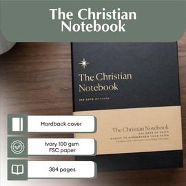 365 Days Of Faith Notebook, Prayer & Bible Study Notebook For Women And Men, Christian Journal In Gift Box (Black Hardback)