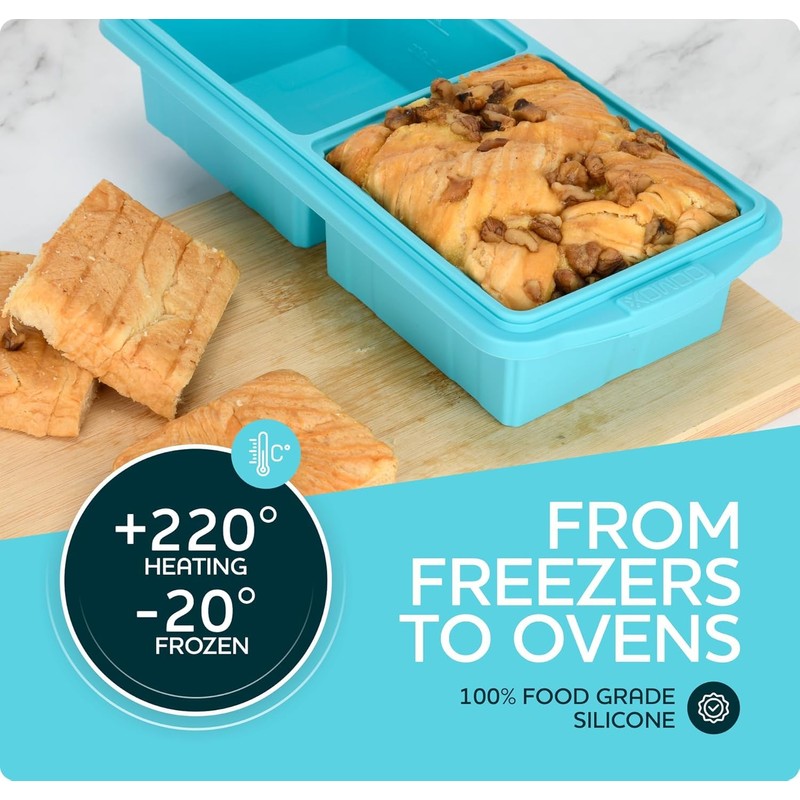 XOMOO Silicone Freezer Tray With Lid-Soup Freezer Container molds-2-cup Extra
