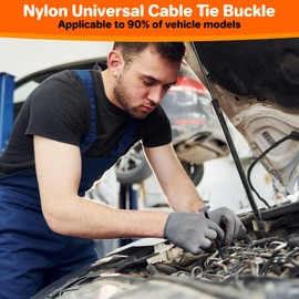 50Pcs Nylon Universal Cable Tie Buckle with Pin & Button Design，Automotive Zipper Clips - Zip Ties Heavy Duty Self-Locking Car Repair Fasteners as Fender, Fender Liner, Bumper(UV Resistant)