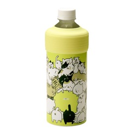 OGURA Plastic Bottle Holder, Lightweight, Tumbler, Vacuum, Insulated, Compatible with 16.9 - 23.6 fl oz (500 - 600 ml), Shinji Katou (Neko and Kone Yellow)