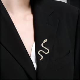 Gold Snake Large Brooches for Women, Punk Style Lapel Pin Shiny Zircon Wedding Pin Teenage Girls Graduation Dress Crystal Brooch Fashion Prom Jewelry (Gold)