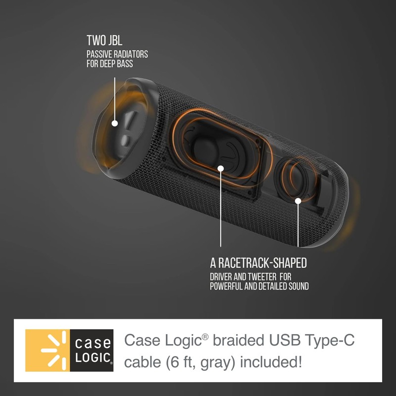 JBL Flip 6 (Green) + Bundle with Case Logic Braided