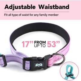 Handless Dog Leash, Adjustable Handle Bungee Leash, Hiking and Running Training, Collar Adjustable Range 17"-53", Lead Rope Length Adjustable 57 "-88 ", Gradual Purple Lead Rope