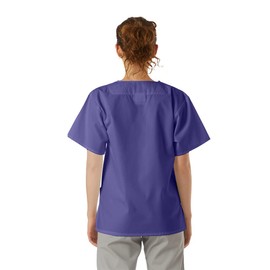 SPECTRUM UNIFORMS Scrub Tops Tunic Tops with Snap Front Women V-Neck Soft Fabric Ideal for Medical Professionals, Hospital and Lab Work Wear- 218C Purple