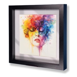 Black 10" x 10" Shadow Box Picture Frame Wooden Photo, Crafts, Wedding, Art, With Mount