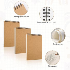3 Pcs Sketchbooks, A6 Hardback Sketch Book, 90 Sheets/180 Pages, 160GSM Thick Paper, Spiral Bound Sketch Pad, Drawing Pad for Artists Children Adults(14.8 * 10.5cm)