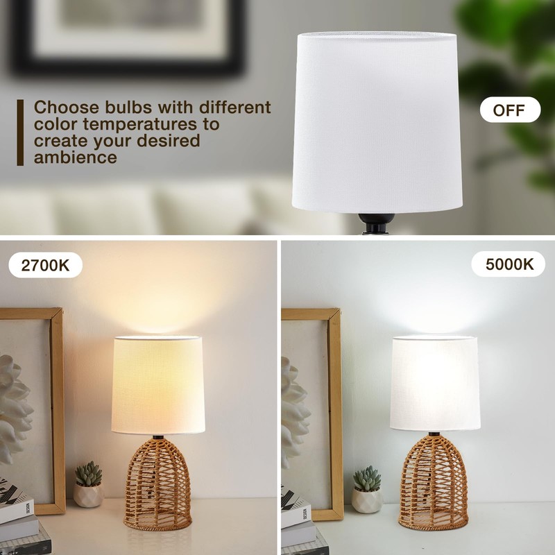 EJIAXIN Rattan Lamp Boho Lamps Set of 2-13.75" Mini Farmhouse