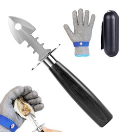 ADORAMBLING Oyster Shucking Knife+A9 Cut-Resistant Glove with Portable Case,Stainless Steel Oyster Knife and Oyster Shucking Gloves Kit,Heavy Duty Oyster Shucker Tool, Oyster Opener Tool for Chef