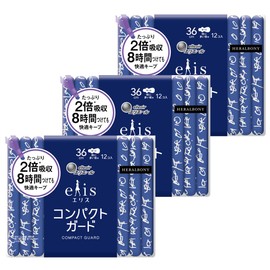 Heralbonny Project Ellis Compact Guard with Wings, 14.2 inches (36 cm), Especially for Heavy Nights, 12 Sheets x 3 Packs