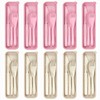 Magnoloran 10 Set Reusable Travel Utensils Set with Case,Wheat Straw