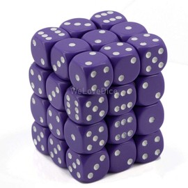 DND Dice Set-Chessex D&D Dice-12mm Opaque Purple and White Plastic Polyhedral Dice Set-Dungeons and Dragons Dice Includes 36 Dice – D6 (CHX25807)