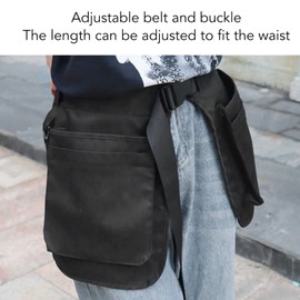 Topyond Server Pouch, Black Multi-Functional Waist Pack, Multi-Pocket Zipper Apron Waist Cover, Sports Fashion Waist Pack for Outdoor Sports, Garden Construction, Camping