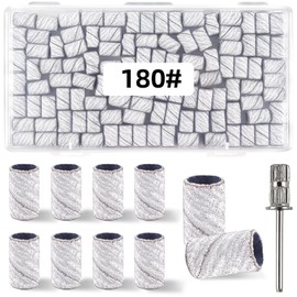 100 Pcs (180 Grit White)Sanding Bands Nail Drill Bit with 0.31in diameter,Nail Drill Bits Extreme Fine Grit Sanding Band,Sanding Belt Upgrade Mandrel Bits,Professional Nail Drill Bit for Acrylic Nails