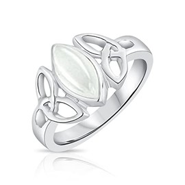 925 Sterling Silver Ring for Women - Moonstone Ring - Silver Celtic Ring - Trinity Knot Ring - Celtic Rings for Women - Celtic Jewellery - Size R