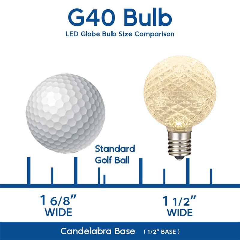 Novelty Lights 25 Pack G40 LED Replacement Bulbs, E12 LED