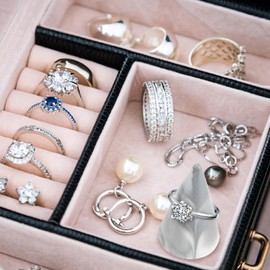 Modern Marble Ceramic Ring Holder Decorative Tower Cone Nightstand Display Stand for Jewelry Rings (Pink)