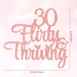 Tzwhwcx Tzwhwcx 30 Flirty & Thriving Cake Topper, 30th Birthday Decorations for Her, Rose Gold Glitter Cake Topper, Cake Decorations,30th Birthday Party Decoration Gift Plugin