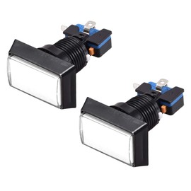 uxcell Game Push Button 49x33 Rectangle 12V LED Illuminated Push Button Switch with Micro Switch for Arcade Video Games White 2pcs