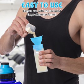 MUOUAKATE Protein Powder Travel Container Set - Reusable Powder Supplement Container to Go - 14pc Single Dose Bags and 2pc Large Travel Containers Zip Up Bags