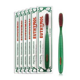 Euthymol- Cepillo de dientes original (clásico, paquete de 6) - Cerdas extragrandes, anchas y suaves para dientes y encías sensibles. Limpieza eficaz, suave y rápida.